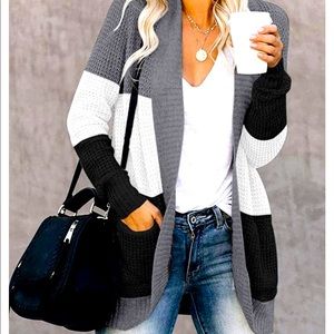 Womens Long Sleeve Open Front Waffle Knit Cardigan Sweater